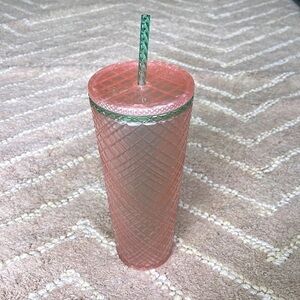Starbucks Tumbler 2023 Summer Jeweled Pearl Pink Green Venti 24oz Cold Cup (NEW)